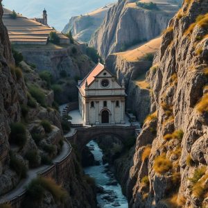 Santuario barroco encajado en el cañón del río Bibei, Valdeorras